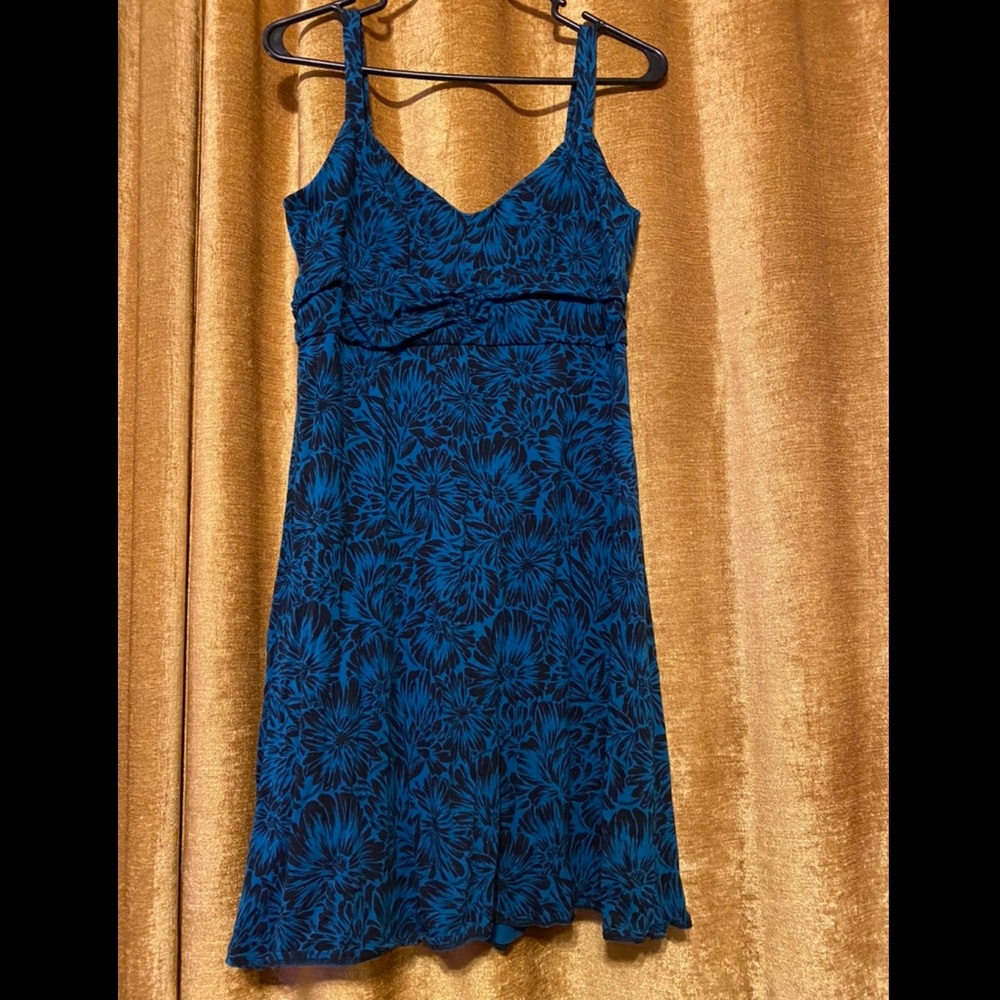 Ann Taylor Loft blue floral stretch dress